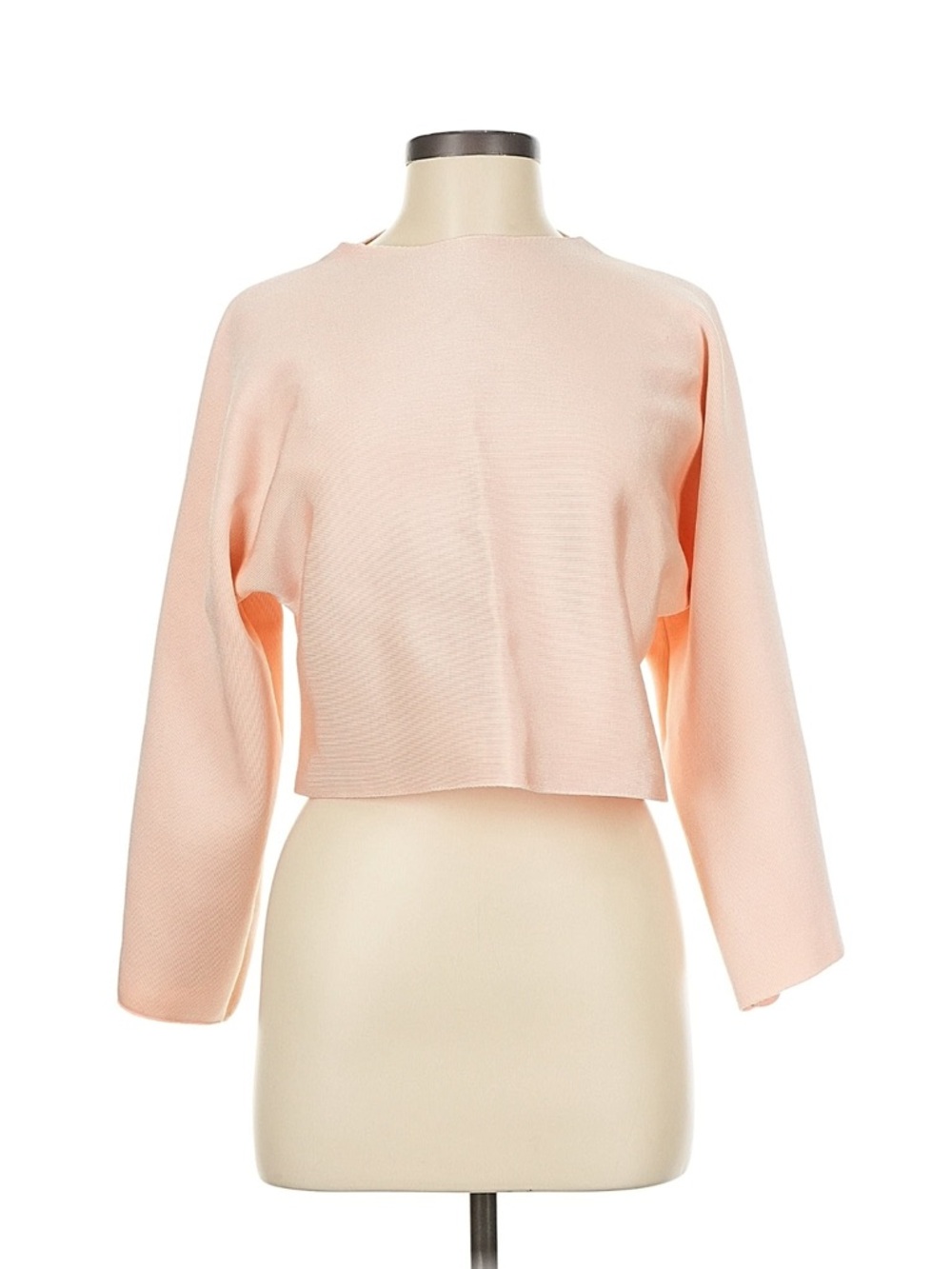 Zara Cropped Long-Sleeve Knit in Peachy Pink